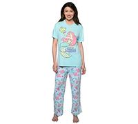 Disney Damen-Pyjama-Set mit T-Shirt und Loungehose mit Meerjungfrauen-Aufdruck, Aqua, XL