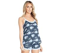 Disney Damen Schlafanzug, Eeyore von Winnie The Pooh Pijamas Damen, Loungewear Pjama Set für Damen, Cami Top und Schlafshorts, Baumwolle, Stylish Geschenk fã¼r Frauen, Dunkelblau, Small