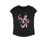 Disney Damen Snow White Deep Stare Women's Organic Rolled Sleeve T-Shirt, Schwarz, S