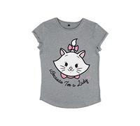 Disney Damen The Aristocats - Lady Pocket Women's Organic Rolled Sleeve T-Shirt T-Shirt, Melange Grey, S