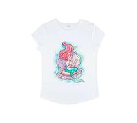 Disney Damen The Little Mermaid Shining Voice Women's Organic Rolled Sleeve T-Shirt, Weiß, M