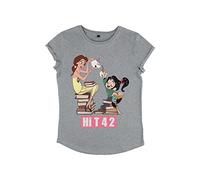 Disney Damen Wreck-it Ralph Tea Books BFFs Women's Organic Rolled Sleeve T-Shirt, Melange Grey, L