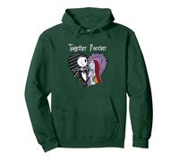 Disney Der Albtraum vor Weihnachten Jack & Sally zusammen Pullover Hoodie, Unisex für Erwachsene, Waldgrün, XL