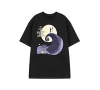 Disney Der Albtraum vor Weihnachten Mond T-Shirt | Unisex Schwarz Kurzarm Grafik T-Shirt | Tim Burton Film Mond Bekleidung | Jack Skellington Halloween T-Shirt | Gothic-Mode-Top für Fans