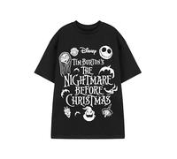 Disney Der Albtraum vor Weihnachten Multi Charakter Unisex Schwarz T-Shirt | Kurzarm-Grafik-T-Shirt mit Jack Skellington & Sally | Tim Burton Film-Merchandise