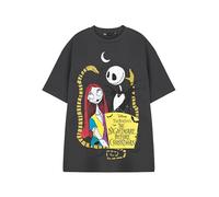 Disney Der Albtraum vor Weihnachten Unisex Holzkohle |T-Shirt | Kurzarm Charakter Grafik T-Shirt | Top im Gothic-Stil für Fans von Jack Skellington & Sally | Tim Burton Filmbekleidung