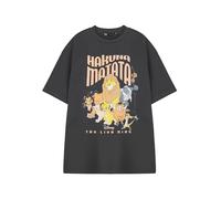 Disney Der König der Löwen Damen-Grafik-T-Shirt | Hakuna Matata Graues klassisches Cartoon-Top | Simba Timon Pumbaa Rafiki Zazu T-Shirt | Rundhalsausschnitt, Kurze Ärmel