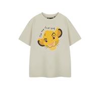 Disney Der König der Löwen Kinder Beige Kurzarm-T-Shirt | Das One True King Grafik-T-Shirt für Jungen und Mädchen | Simba-, Mufasa- und Nala-Charaktere | Unisex-Kinderbekleidung