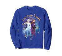 Disney Die Eiskönigin 2 Elsa Anna Lebe deine Wahrheit, geometrisches Porträt Sweatshirt, Unisex für Erwachsene, Königsblau, XL
