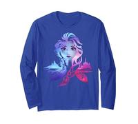 Disney Die Eiskönigin 2 Elsa, zweifarbiges Porträt mit Farbverlauf Langarmshirt, Unisex für Erwachsene, Königsblau, XL