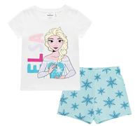 Disney Die Eiskönigin Anna und ELSA Pyjama kurzer Schlafanzug, Frozen, 100% Baumwolle, bequem (DE/NL/SE/PL, Numerisch, 104, Regular, Weiss-Blau)