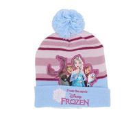 Disney Die Eiskönigin ELSA & Anna Kinder Bommelmütze - Wintermütze Mädchen 54 cm Kopfumfang, Strickmütze mit Pompon aus 100% Polyacryl, Farbe: Blau, Bekleidungsgröße: 54