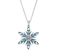 Disney Die Eiskönigin Elsa Schneeflocke Halskette aus 925er Sterlingsilber mit blauen Zirkonia und Emaille, Länge 40cm +3 cm, Verstellbar, Fertig zum Verschenken, Offizieller Disney Schmuck