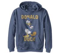 Disney Characters Donald Duck Boy's Hooded Pullover Fleece, Navy Blue Heather, Medium