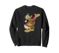 Disney Donald Duck Weihnachtslieder-Porträt Sweatshirt, Unisex für Erwachsene, Schwarz, XL