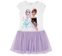 Disney Eiskönigin 2 Kleid Anna und ELSA Kurzarm (Weiss-Lila, 104)