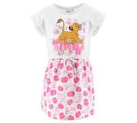 Disney El Rey Leon Kleid für Mädchen, weiche Baumwolle, Simba-Design, kurzärmelig, für Mädchen, Größen 4 bis 10 Jahre, weiß, 6 Jahre