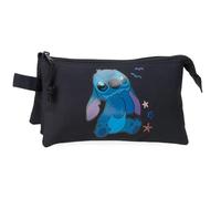 Disney Stitch Emozionato Bustina 3 Scomparti, Schwarz, Talla única, Dreifaches Etui