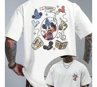 Disney Fantasia Zauberer Mickey Collage Herren Baumwoll-T-Shirt, Regular Fit Retro Magie-Grafik Casual Tee für Freizeitpark & Alltag