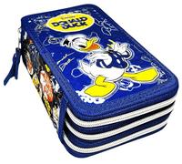 Disney Federmäppchen Donald Duck Donald Duck mit drei Fächern 43 Stück mit Filzstiften Giotto Turbo Color geeignet für Schüler und Schüler Grundschule Mittel- und Oberschule Maße: 20 cm x 13 cm x 7