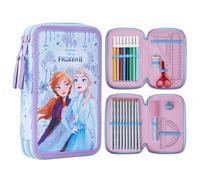 Disney Federmäppchen Mädchen Die Eiskönigin Stitch Federtasche Mädchen Gefüllt Schulmäppchen 2 3 Fächer mit Inhalt Schule Etui Pencil Case Schulmäppchen (Blau Eiskönigin Doppelmappe)