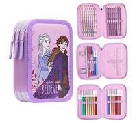 Disney Federmäppchen Mädchen Die Eiskönigin Stitch Federtasche Mädchen Gefüllt Schulmäppchen 2 3 Fächer mit Inhalt Schule Etui Pencil Case Schulmäppchen (Rosa Eiskönigin Mehrfach)