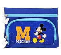 Disney Federmäppchen Mickey Mouse für die Schule mit 2 Fächern Reißverschluss, blau, Mickey Mouse