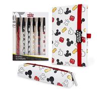 Disney Federmäppchen und Schreibwaren-Set I-Aah Winnie Puuh The Mandalorian Minnie Mouse Mickey Mouse Notizbuch und Stift Set Schulbedarf Arbeit Büro Baby Yoda Geschenke (Weiß/Rot Mickey)