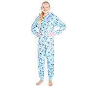 Disney Fleece Onesie Kinder Mädchen, Baby Yoda Minnie Mouse Stitch Onesie Teenager Geschenke 2 bis 14 Jahre (Blauer Stitch, 11-12 Jahre)