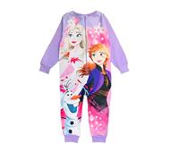 Disney Frozen 2 Mädchen Schlafanzug Fleece All One Pjs Kinder Playsuit Elsa Anna Schlafanzug, Pink / Lila, 3-4 Jahre