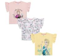 Disney Frozen 3er-Pack T-Shirts für Mädchen | Anna & Elsa Princess Tees | 100% Baumwolle | Kurzarm Alter 2-10 Jahre, mehrfarbig, 5-6 Jahre