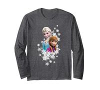Disney Frozen Anna and Elsa Snowflakes Langarmshirt, Unisex für Erwachsene, Anthrazit Meliert, L
