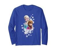 Disney Frozen Anna and Elsa Snowflakes Langarmshirt, Unisex für Erwachsene, Königsblau, M