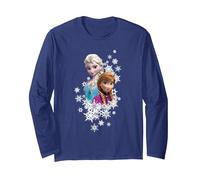 Disney Frozen Anna and Elsa Snowflakes Langarmshirt, Unisex für Erwachsene, Marineblau, XXL