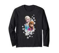 Disney Frozen Anna and Elsa Snowflakes Langarmshirt, Unisex für Erwachsene, Schwarz, L
