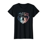 Disney Frozen Anna & Elsa Two Sisters One Heart Gradient T-Shirt, Damen, Schwarz, L