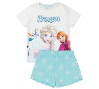 Disney Frozen Blaues Mädchen-Pyjama-Set | Kinder-Pyjama mit T-Shirt und Shorts „Die Eiskönigin“ | Frostiges Abenteuerdesign | Offizielle Ware kleine Eisprinzessinnen