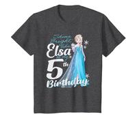 Disney Frozen Bright Like ELSA 5th Birthday T-Shirt, Kinder, Anthrazit Meliert, 140