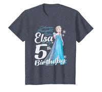 Disney Frozen Bright Like ELSA 5th Birthday T-Shirt, Kinder, Blau Meliert, 92