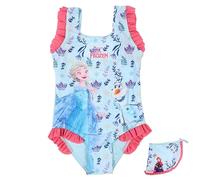 Disney Frozen Eiskönigin Mädchen Badeanzug mit Badehose, Die Gabby Bikini ELSA und Anna Motiv Kinder 2-teiler Schwimmanzug Set Gr. 98-128 (DE/NL/SE/PL, Numerisch, 122, 128, Regular, Türkis)