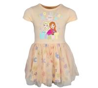 Disney Frozen ELSA & Anna Tüllkleid für Mädchen - Sommerkleid mit Glitzerrock & Schwestern-Motiv (Gr. 92-128), Farbe: Orange, Bekleidungsgröße: 104