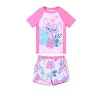 Disney Frozen Elsa Princess Mädchen Zweiteiliger UPF 50+ Schutz, schnelltrocknend, kurzärmelig, Bade-Set, Rashguard-Badeanzug, Pink, 9-10 Jahre