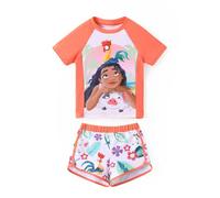 Disney Frozen Elsa Princess Mädchen Zweiteiliger UPF 50+ Schutz, schnelltrocknend, kurzärmelig, Bade-Set, Rashguard-Badeanzug, Orange/Abendrot im Zickzackmuster (Sunset Chevron), 4-5 Jahre