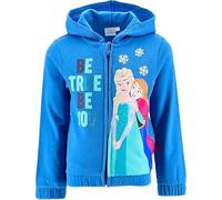 Disney Frozen Hoodie Mädchen ELSA Anna | Kapuzenjacke mit Reißverschluss | Kinder Warm Sweatshirt Fleece Baumwolle Kapuzenpullover Gr. 98-128 (DE/NL/SE/PL, Numerisch, 104, Regular, Mittelblau)