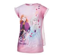 Disney Frozen Kinder Mädchen Langes T-Shirt Chemise Nachthemd Nachthemd mit Rüschenärmeln - Herz der Liebe mit Anna und ELSA im Alter von 4-8 Jahren
