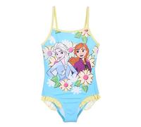 Disney Frozen Mädchen Badeanzug mit Blumenmuster, Die Eiskönigin Bikini ELSA und Anna Motiv Kinder Einteiler Schwimmanzug (DE/NL/SE/PL, Alter, 4 Jahre, Regular, Blau)
