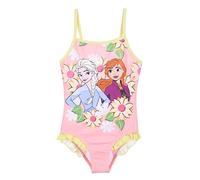Disney Frozen Mädchen Badeanzug mit Blumenmuster, Die Eiskönigin Bikini ELSA und Anna Motiv Kinder Einteiler Schwimmanzug (DE/NL/SE/PL, Alter, 6 Jahre, Regular, Rosa)