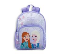 Disney Frozen Mädchen Lila Rucksack | Anna & Elsa Grafikrucksack mit gepolsterten Trägern | Schulranzen mit Reißverschluss und Fronttasche & Mesh-Panel Merch