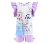 Disney Frozen Mädchen T-Shirt und Shorts, ELSA Design 2-Teiliges Pyjama-Set, Größe 4 Jahre | Lila