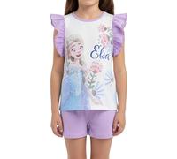 Disney Frozen Mädchen T-Shirt und Shorts, ELSA Design 2-Teiliges Pyjama-Set, Größe 5 Jahre | Lila